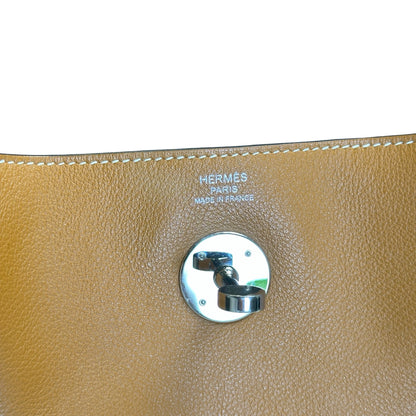 Used HERMES Leather Lindy 26 Shoulder Bag Brown PHW