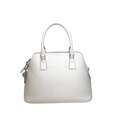 Used MAISON MARGIELA Textured Leather 5AC Classique Mini Bag Handbag White PHW