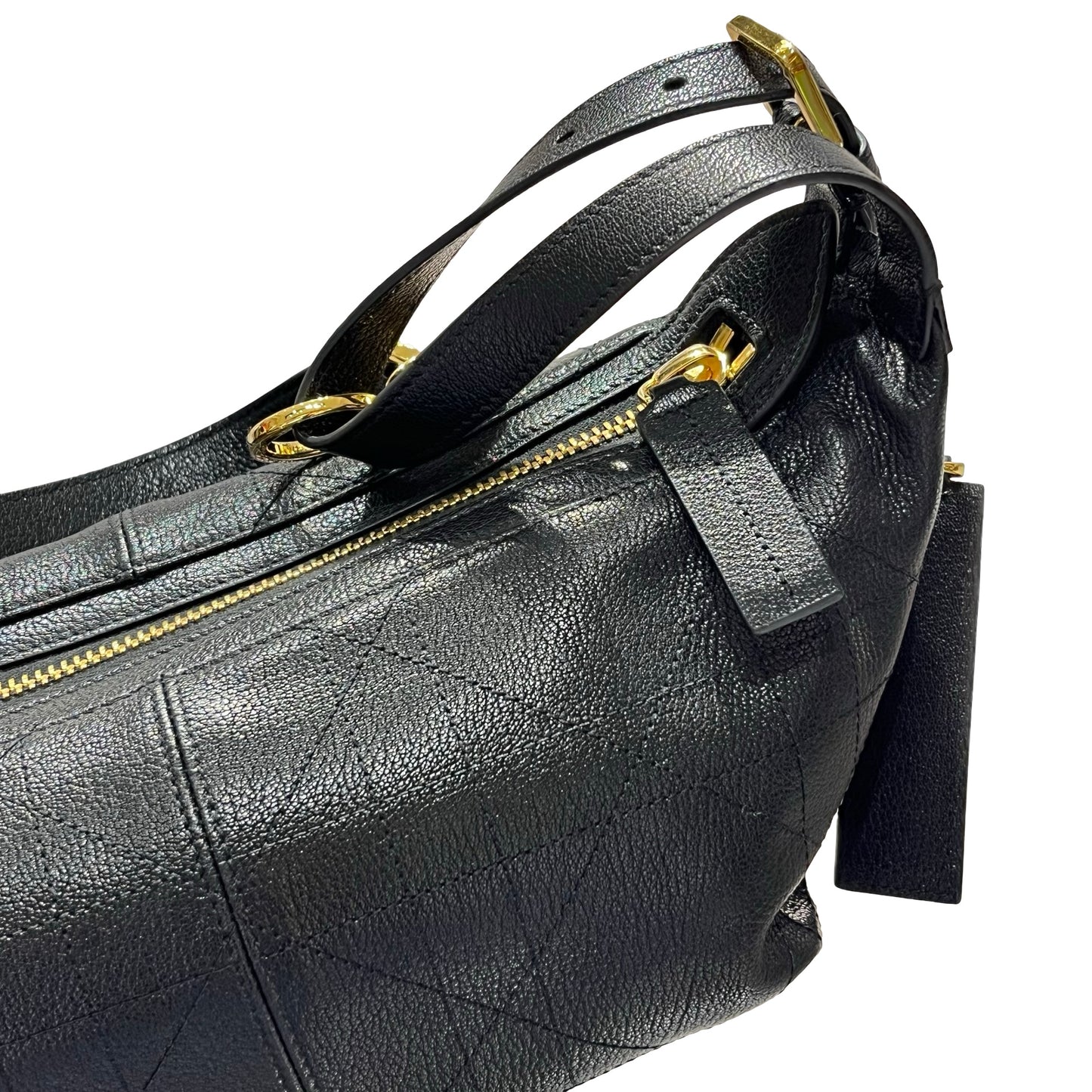 Used DIOR Calfskin Leather D-Joy Medium Shoulder Bag Black