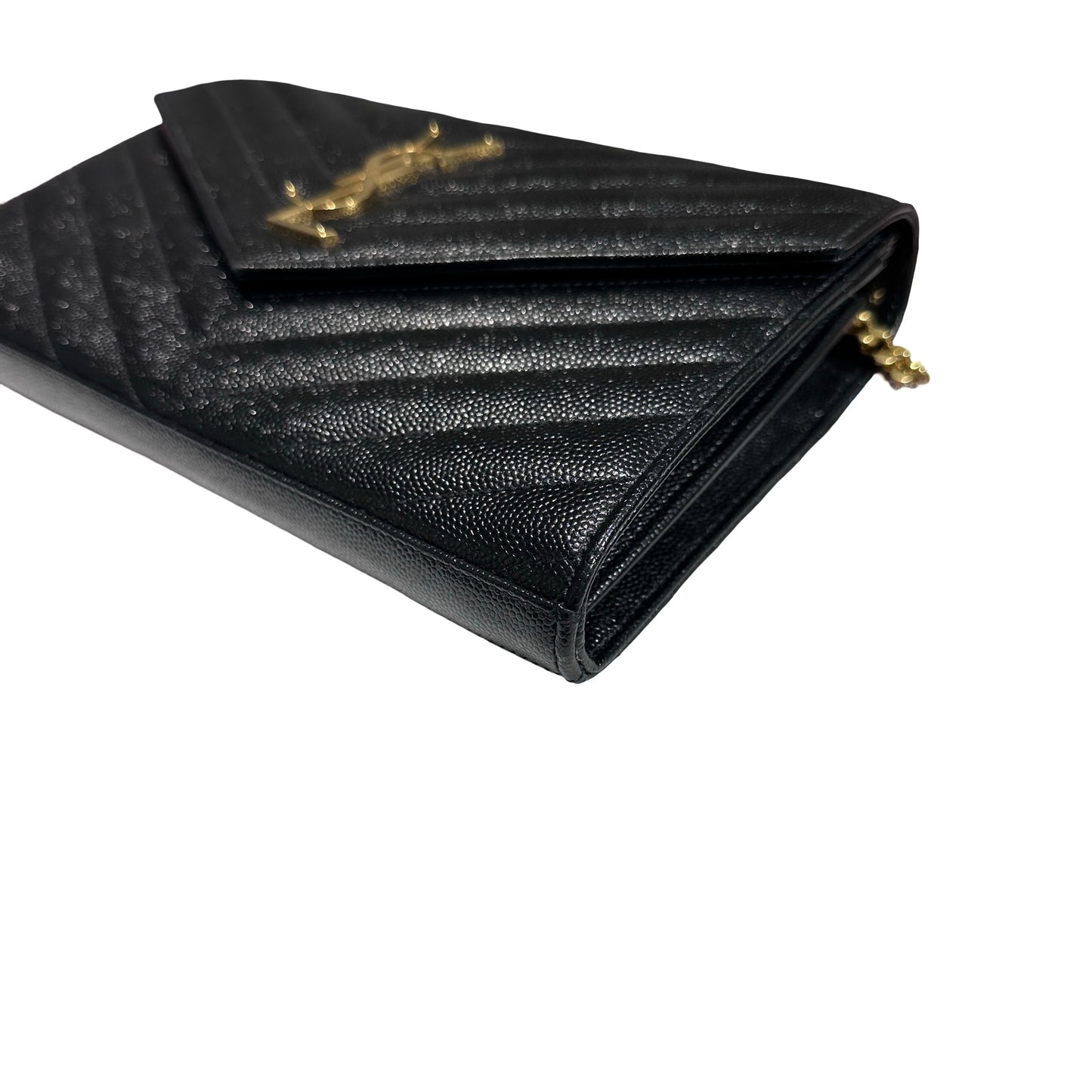 Unused SAINT LAURENT Caviar Leather WOC Cross Body Bag Black GHW
