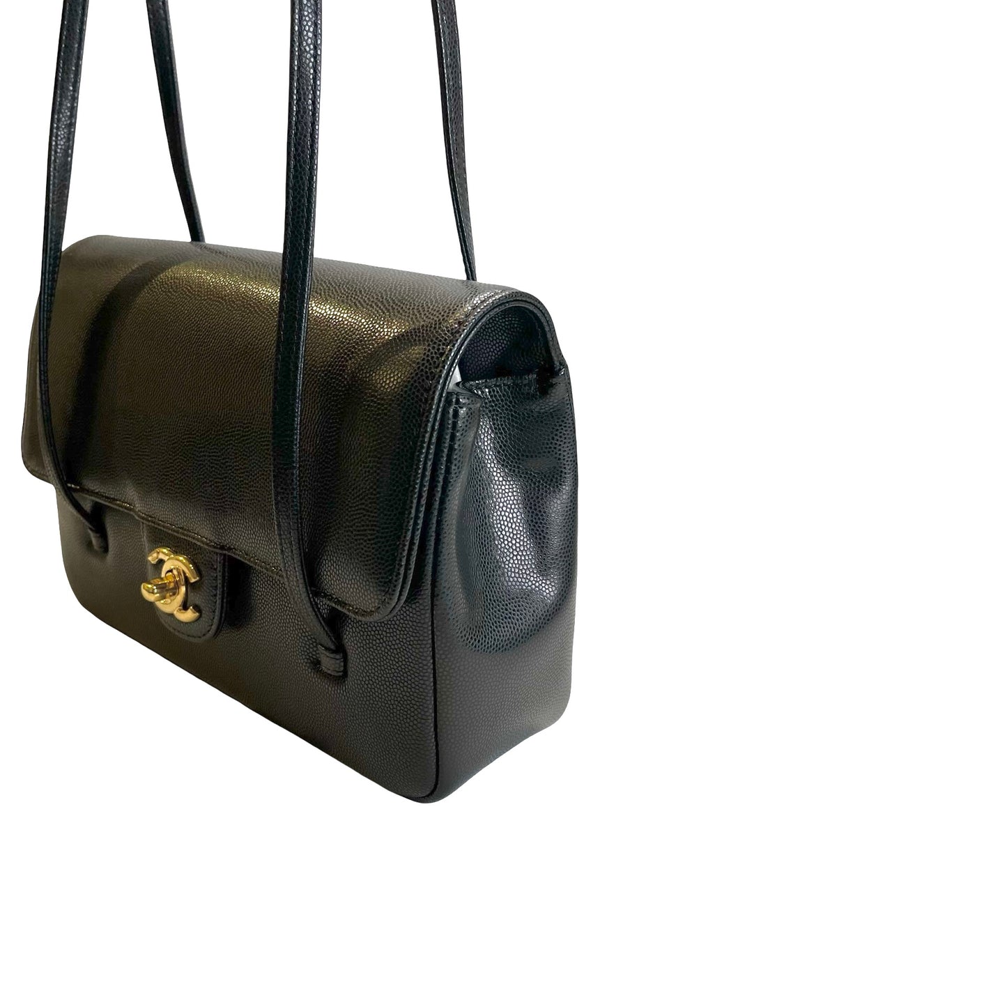 Used CHANEL Caviar Leather Shoulder Bag Shoulder Bag Black