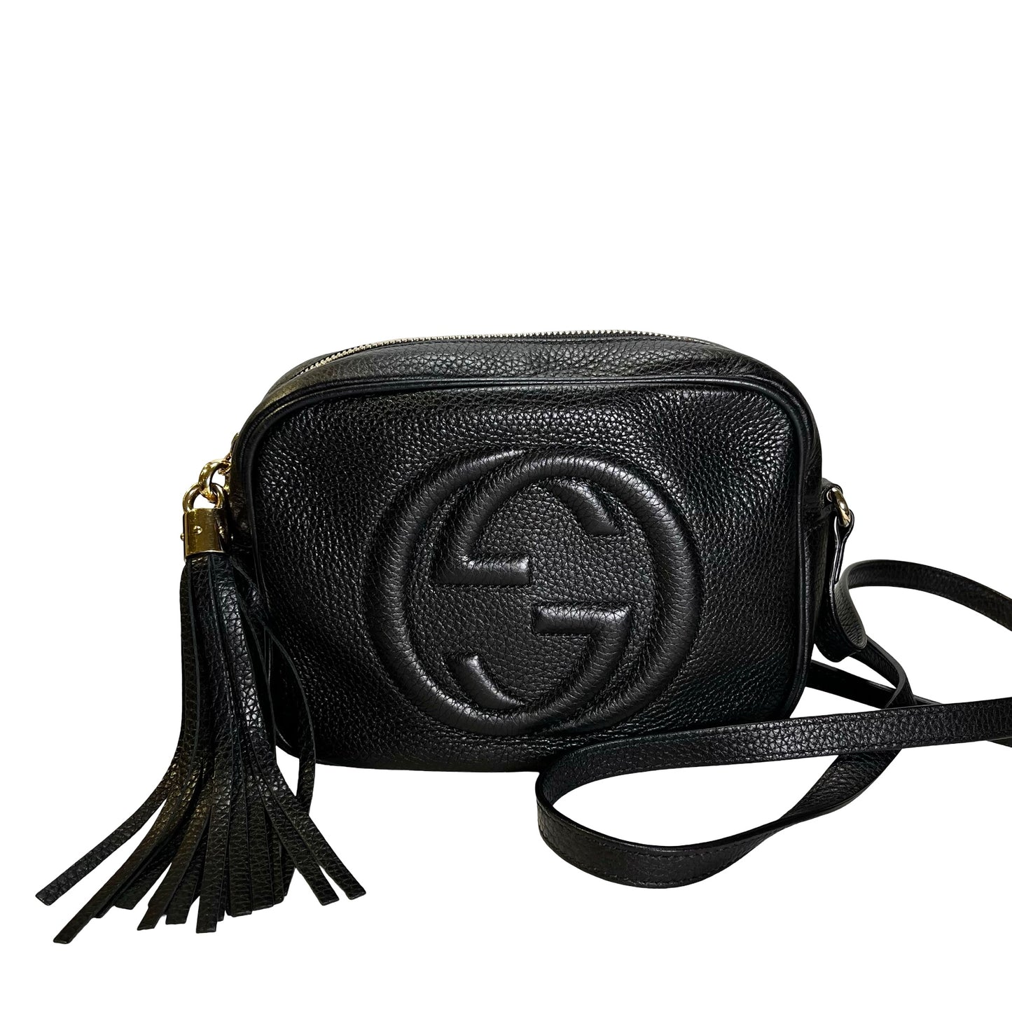 Used GUCCI Pebbled Leather Soho Disco Camera Bag Black GHW