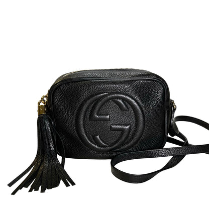 Used GUCCI Pebbled Leather Soho Disco Camera Bag Black GHW