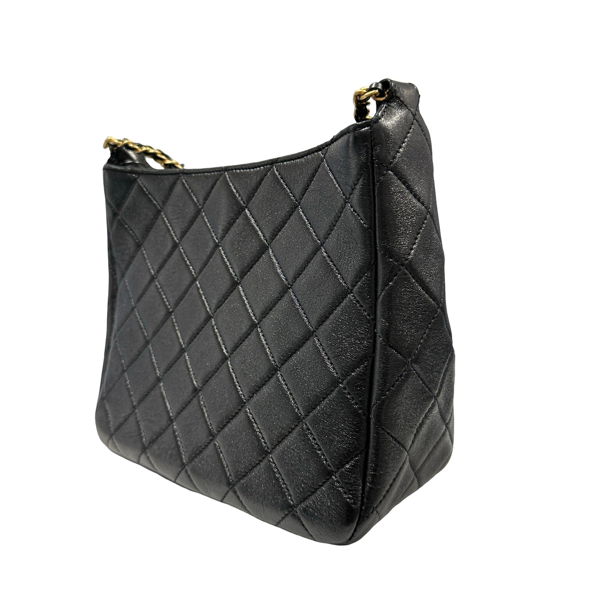 Used CHANEL Lambskin 22PHobo Bag Shoulder Bag Black Gold