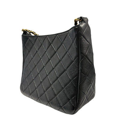 Used CHANEL Lambskin 22PHobo Bag Shoulder Bag Black Gold