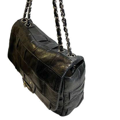 Used CHANEL Chocolate Bar Aged Calfskin 2.55 Reissue Flap Bag Chocolate Bar Chain Shoulder Bag Black，PHW