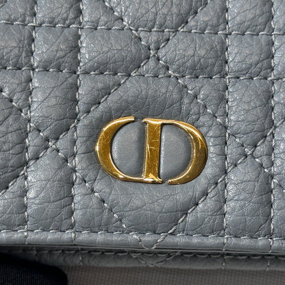 DIOR Cannage Calfskin Dior Caro Glycine Wallet Blue Ghw