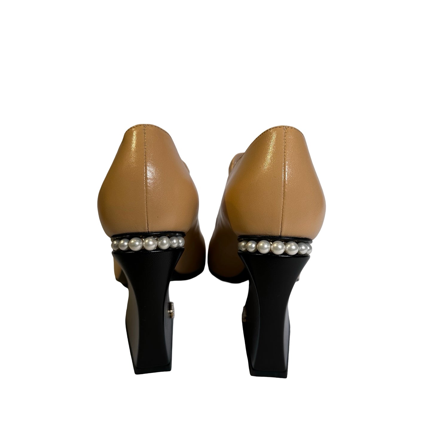 Used Chanel Shiny Lambskin Heels GHW Yellow