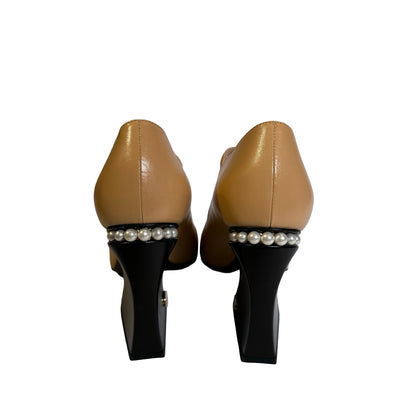 Used Chanel Shiny Lambskin Heels GHW Yellow