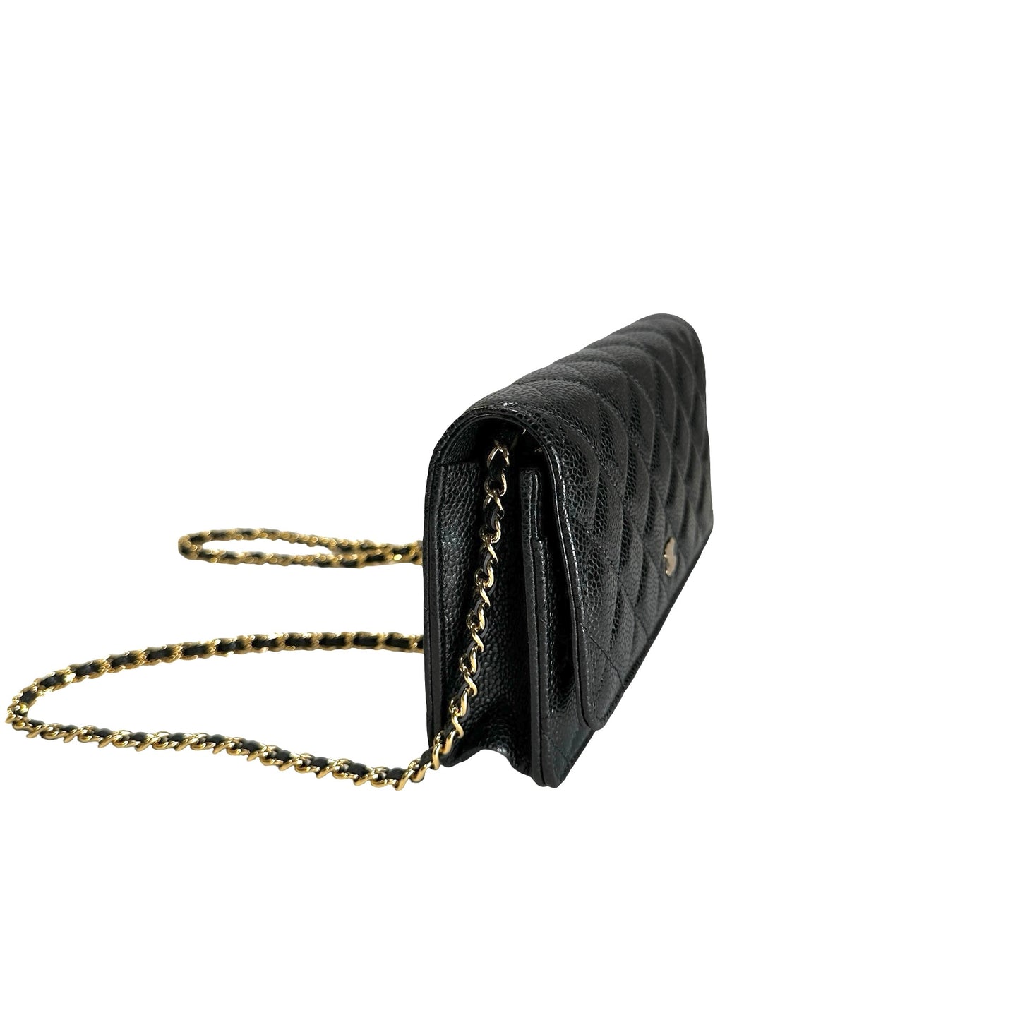 Brand New CHANEL Caviar Wallet on chain Wallet on chain Black，GHW