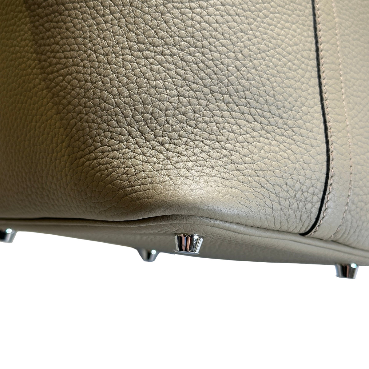 Used HERMES Clemence Picotin 18 Bucket Bag 8Q Beige PHW