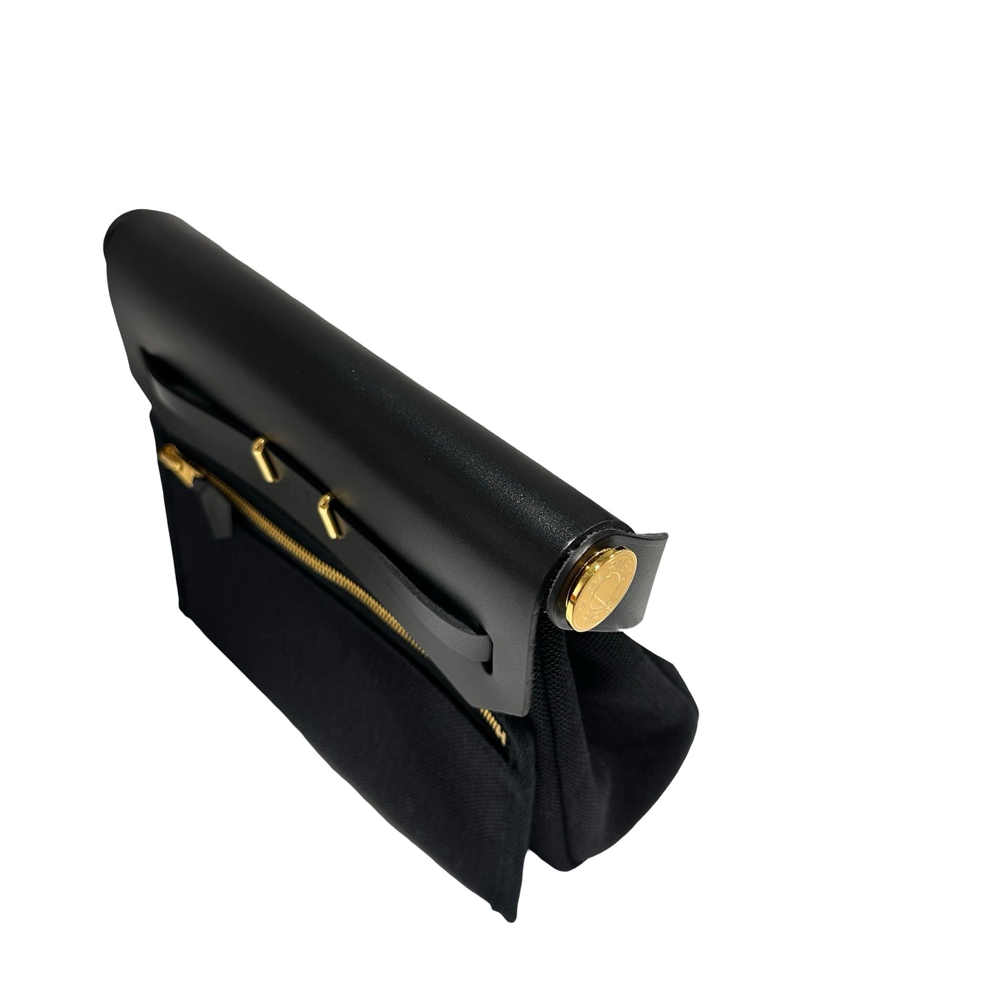 Brand New HERMES Toile Herbag Two Way Shoulder Bag Black Noir