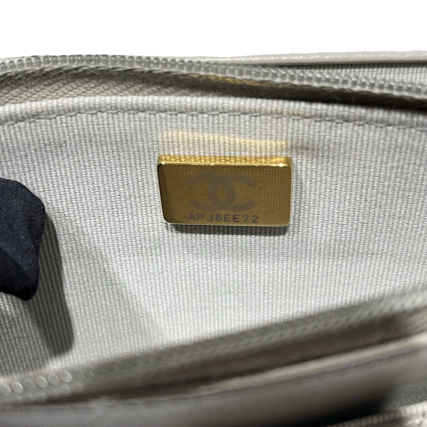 Used CHANEL Lambskin WOC Cross Body Bag Gray GHW