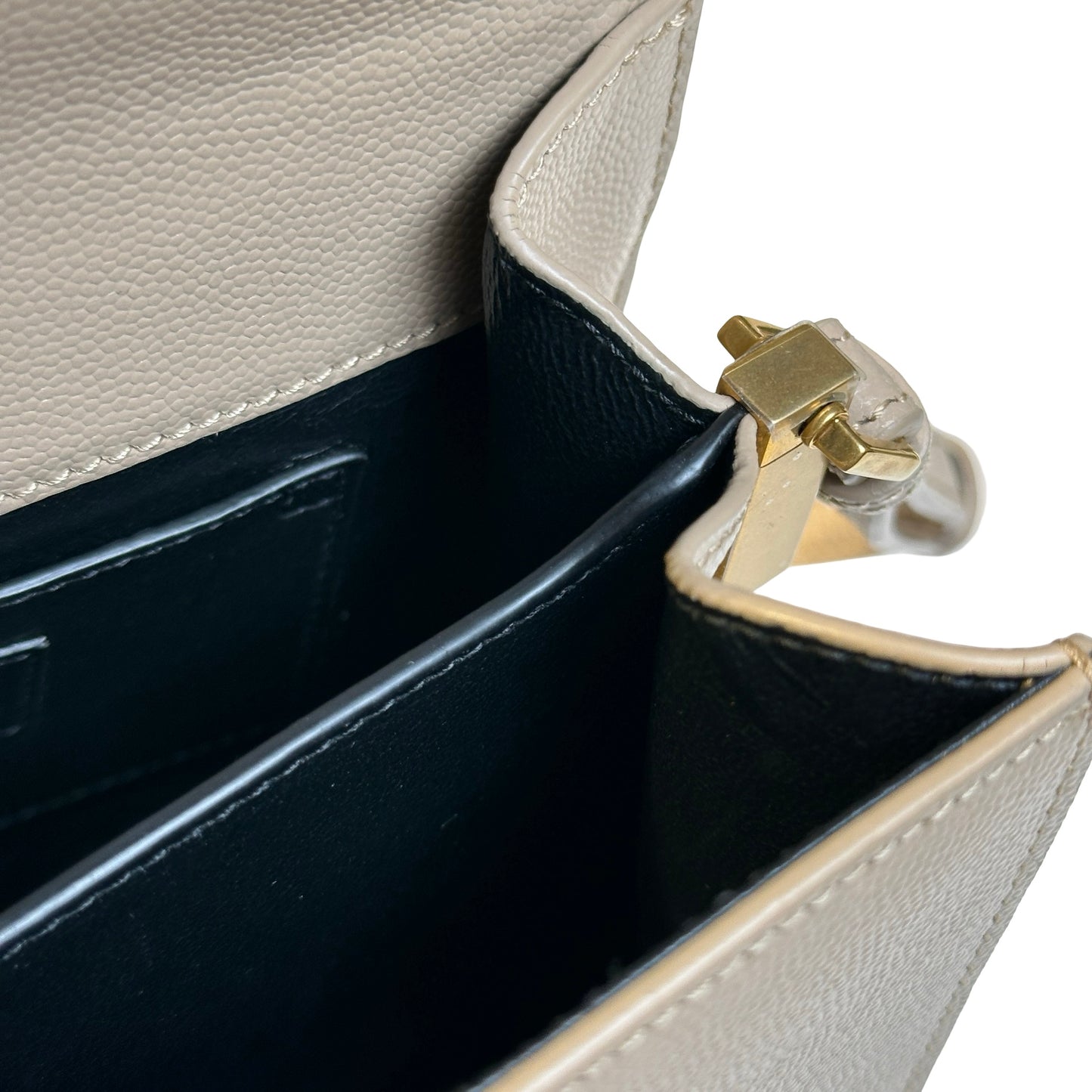 Used SAINT LAURENT grained calfskin Cassandra Handbag taupe