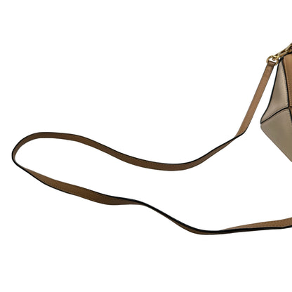 Used LOEWE Calfskin Leather MINI PUZZLE Cross Body Bag Beige Brown