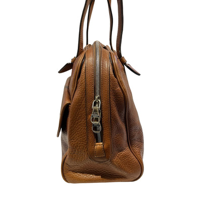 Used LOEWE Vintage Heritage Boston Handbag Brown PHW