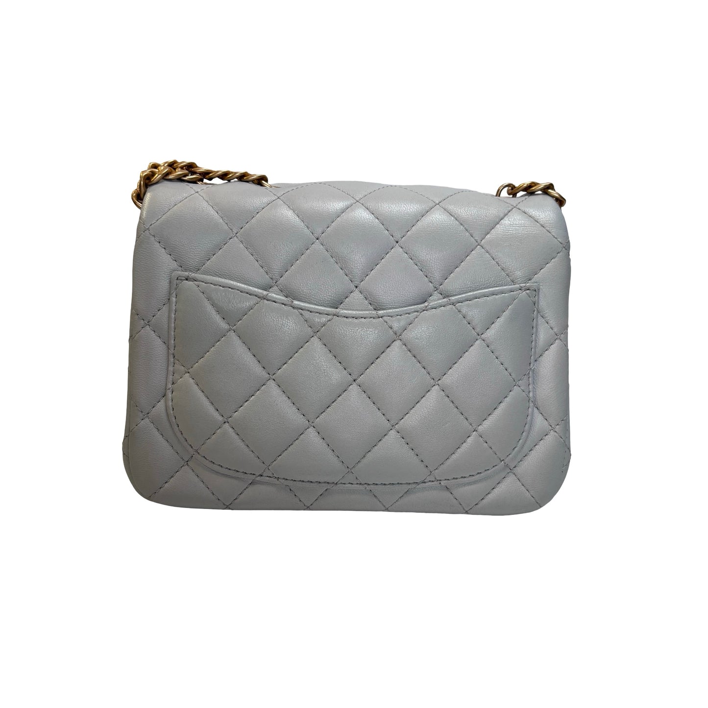 Used CHANEL Quilted Lambskin 23S Mini Square Bag Chain shoulder bag Blue Clair GHW