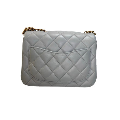 Used CHANEL Quilted Lambskin 23S Mini Square Bag Chain shoulder bag Blue Clair GHW