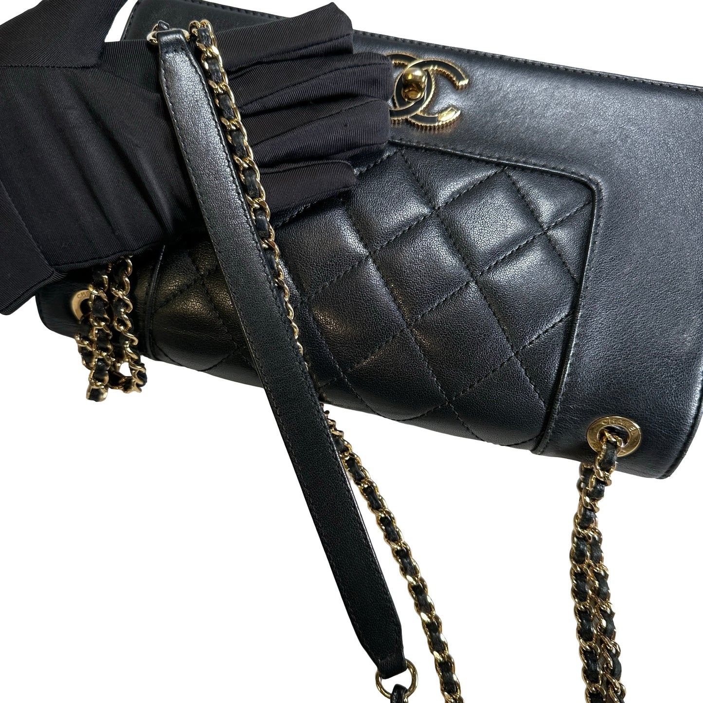 Used CHANEL Quilted Caviar Diana Flap Chain Shoulder Bag Black GHW