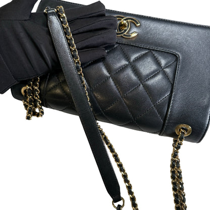 Used CHANEL Quilted Caviar Diana Flap Chain Shoulder Bag Black GHW