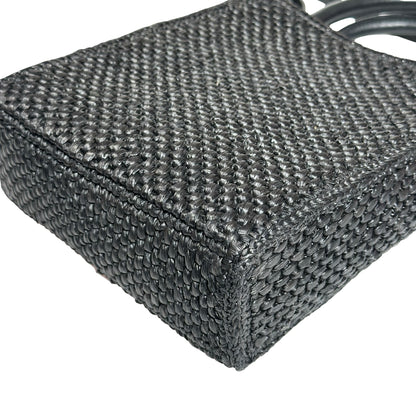 Used LOEWE Raffia A5 Tote Cross Body Bag Black