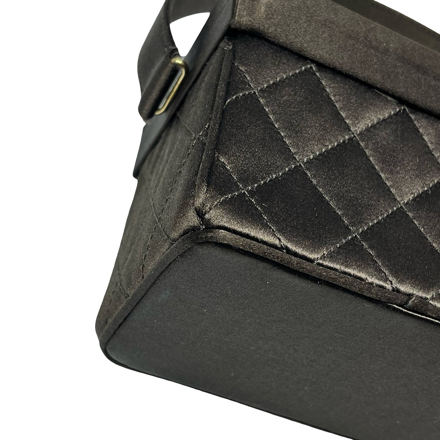 Used Chanel Velvet Vintage Vanity Box Clutch Brown GHW