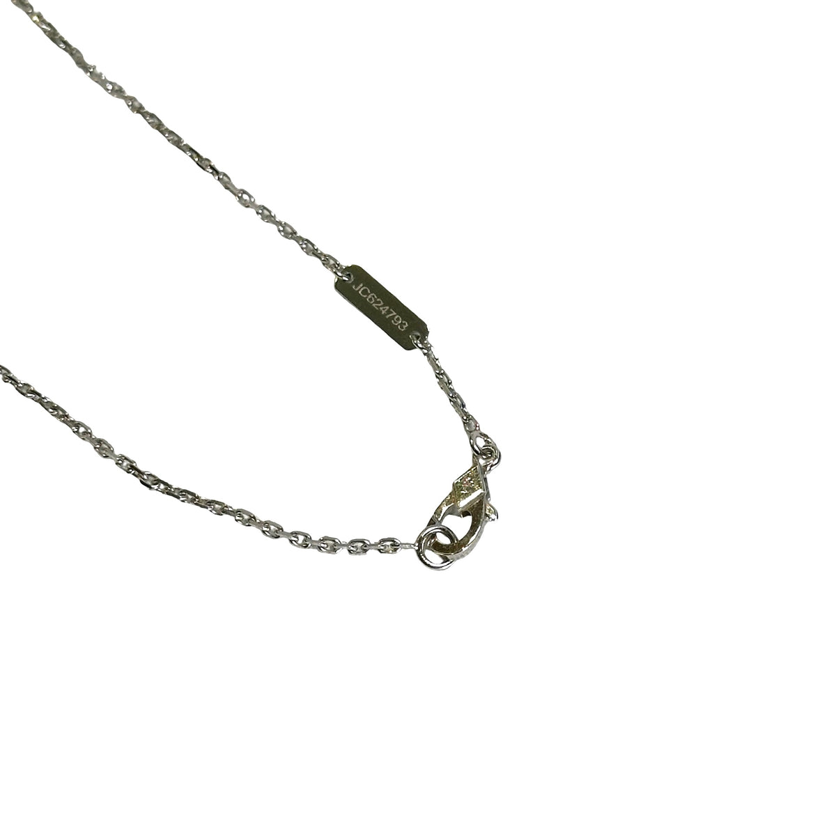 Used VAN CLEEF & ARPELS White Gold Chalcedony Vintage Alhambra Necklace Silver Blue