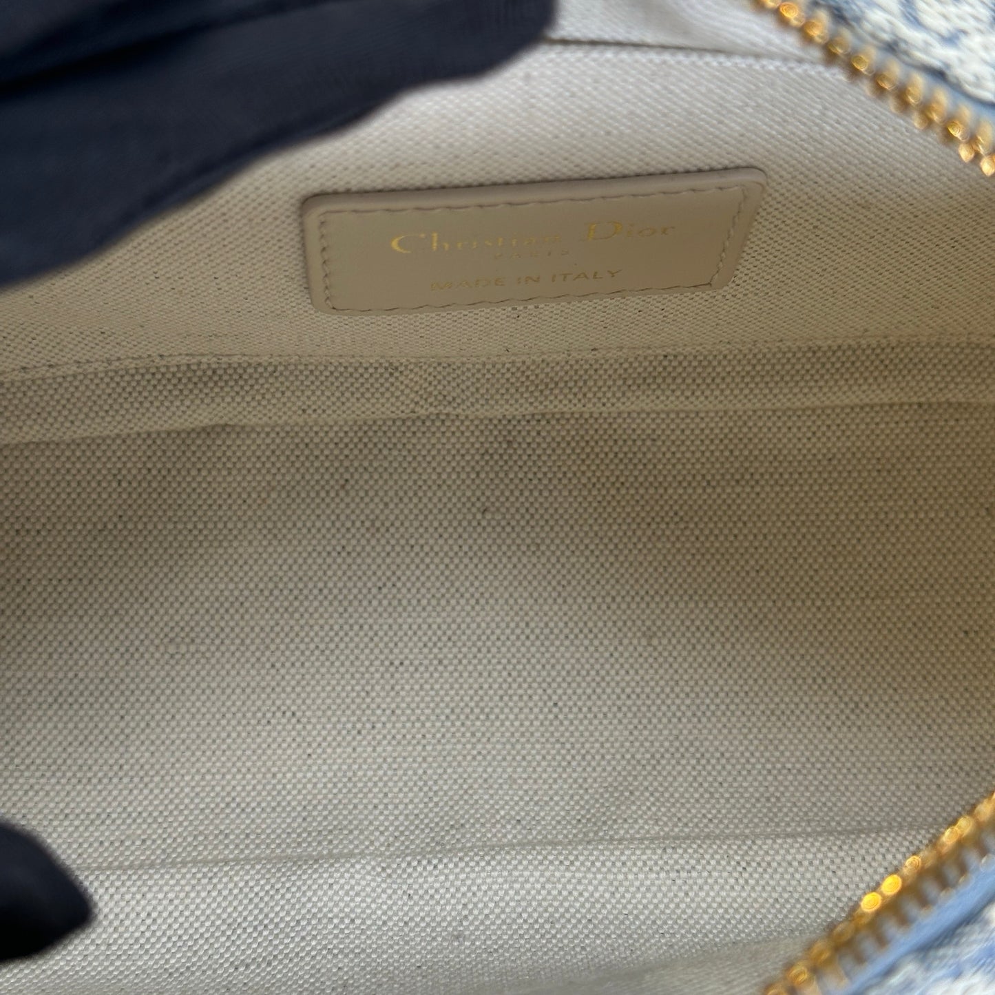 Used CHRISTIAN DIOR Oblique Jacquard D-Vibe Bowling Bag Bowling Bag Blue Beige