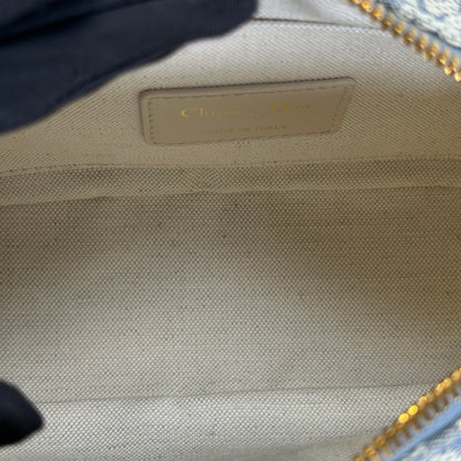 Used CHRISTIAN DIOR Oblique Jacquard D-Vibe Bowling Bag Bowling Bag Blue Beige