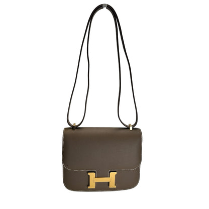 Brand New HERMES Epsom Leather Constance Shoulder Bag Etoupe