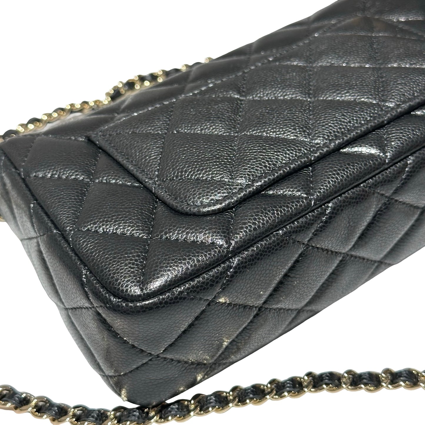 New CHANEL Calfskin Leather Cross Body Bag Black GHW