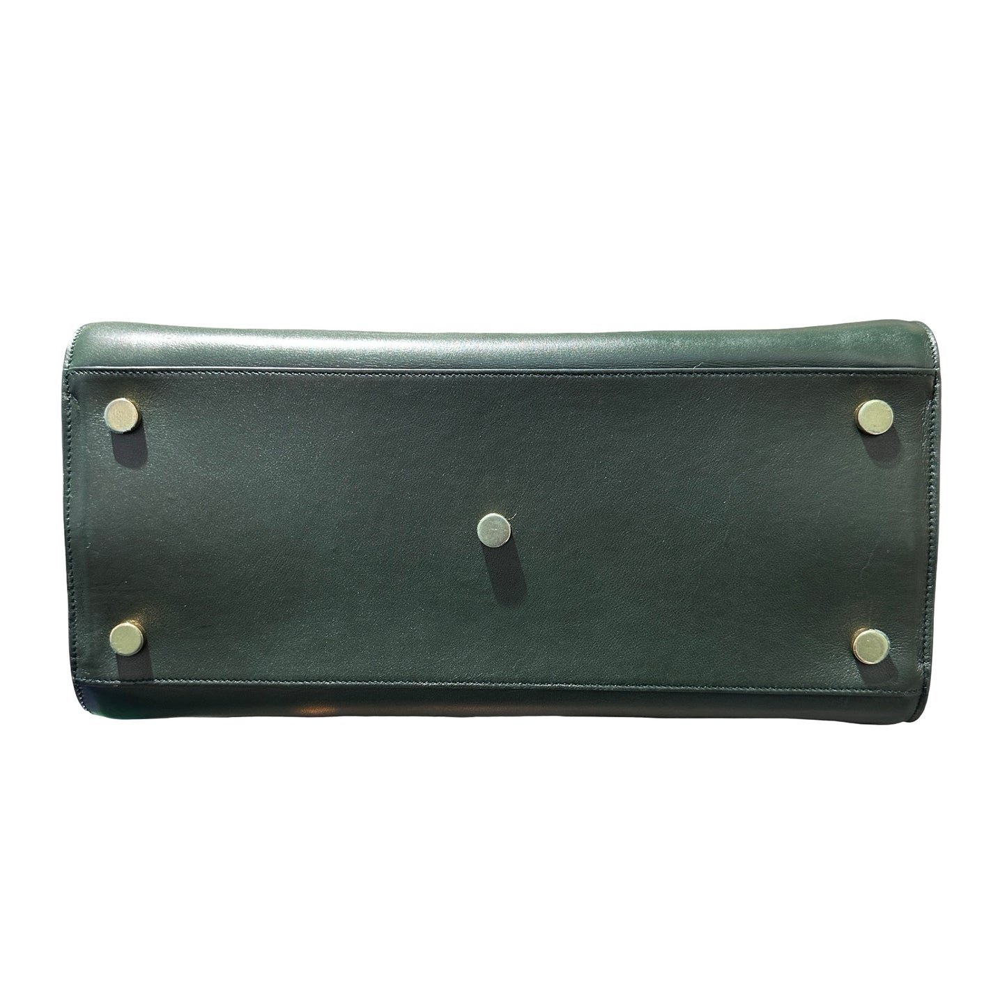 Used Saint Laurent Calfskin Leather Sac de Jour Tote Bag Green GHW