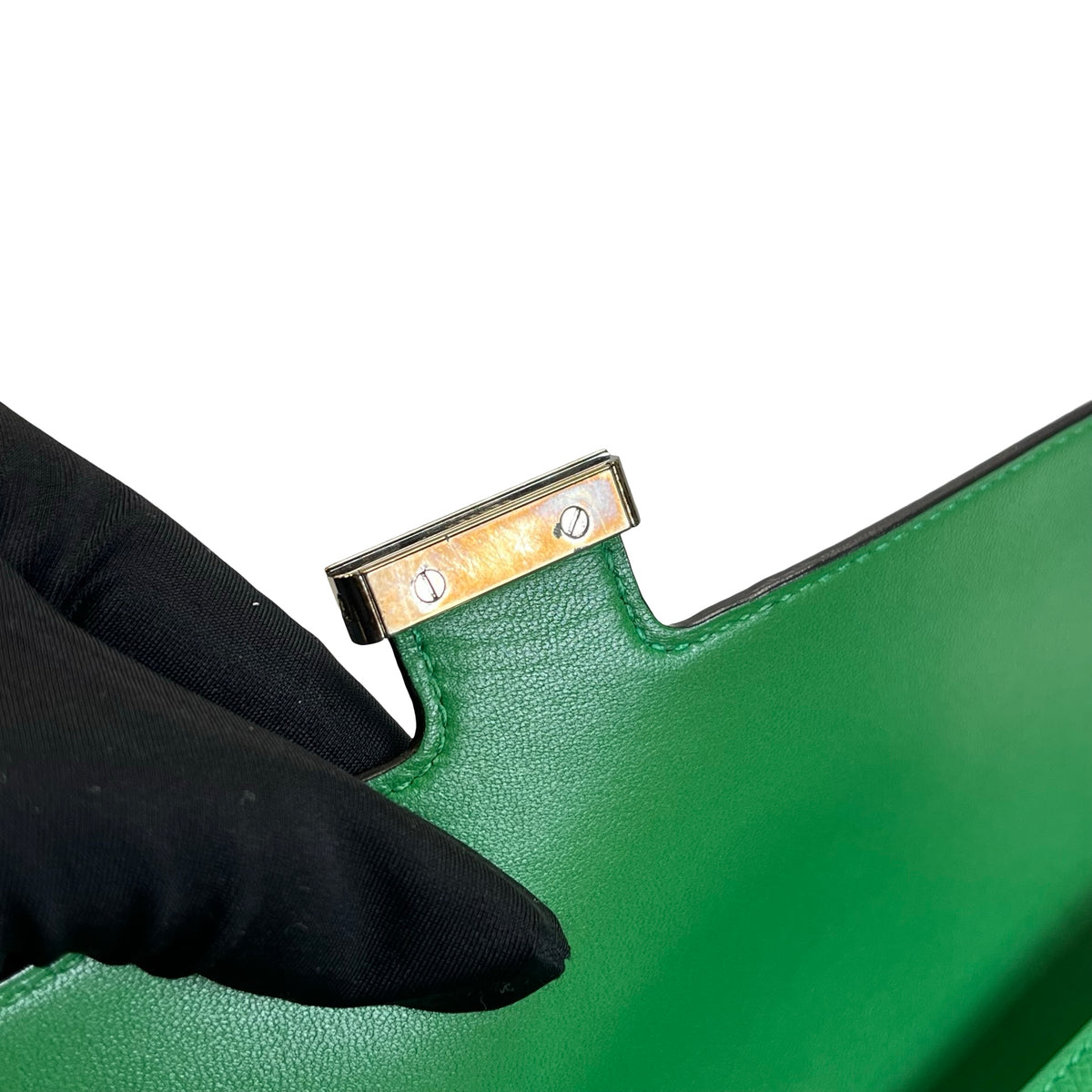 Used HERMES Epsom Calfskin Constance Long wallet Green Silver