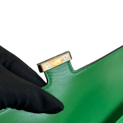 Used HERMES Epsom Calfskin Constance Long wallet Green Silver
