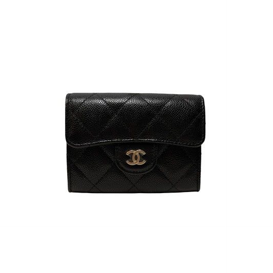 Brand New CHANEL Caviar Leather Classic Small Flap Wallet Wallet Black PHW