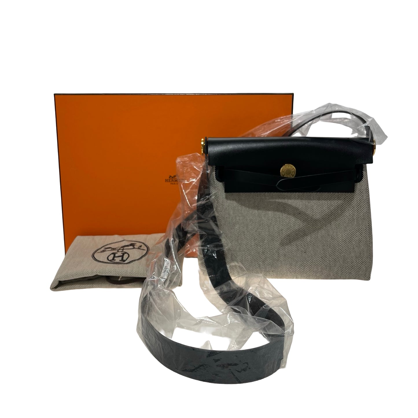 Unused HERMÈS Mini Herbag Shoulder Bag Black GHW