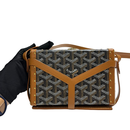 Used GOYARD Goyardine Minaudiere Crossbody Bag Black Brown