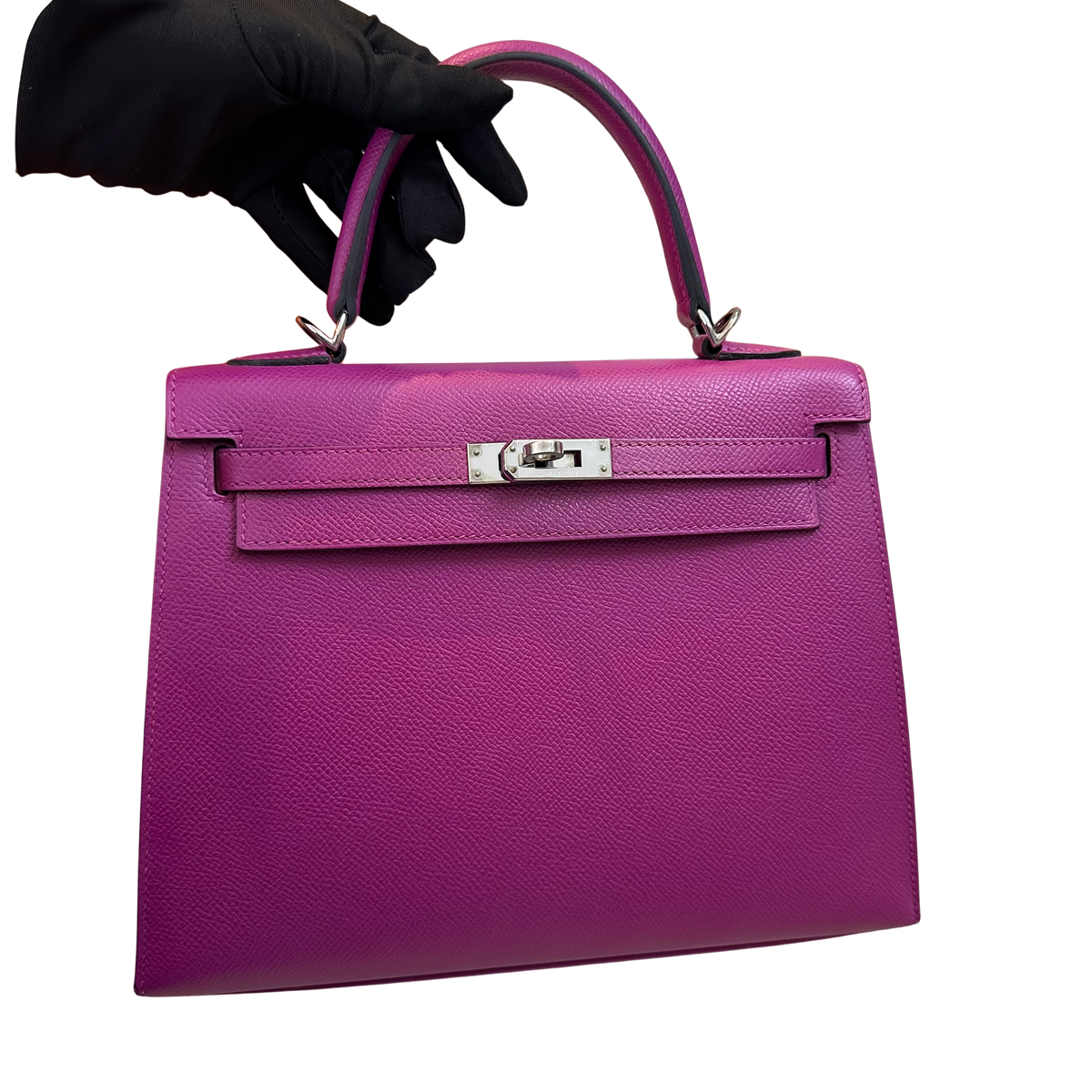 Used HERMES Epsom Kelly 25 Shoulder Bag Purple PHW