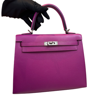 Used HERMES Epsom Kelly 25 Shoulder Bag Purple PHW