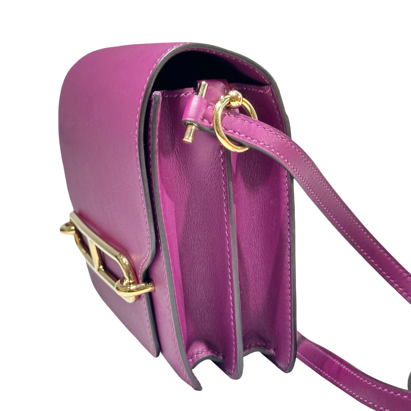Used HERMÈS MINI ROULIS Cross Body Bag Purple GHW