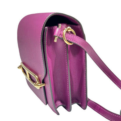 Used HERMÈS MINI ROULIS Cross Body Bag Purple GHW