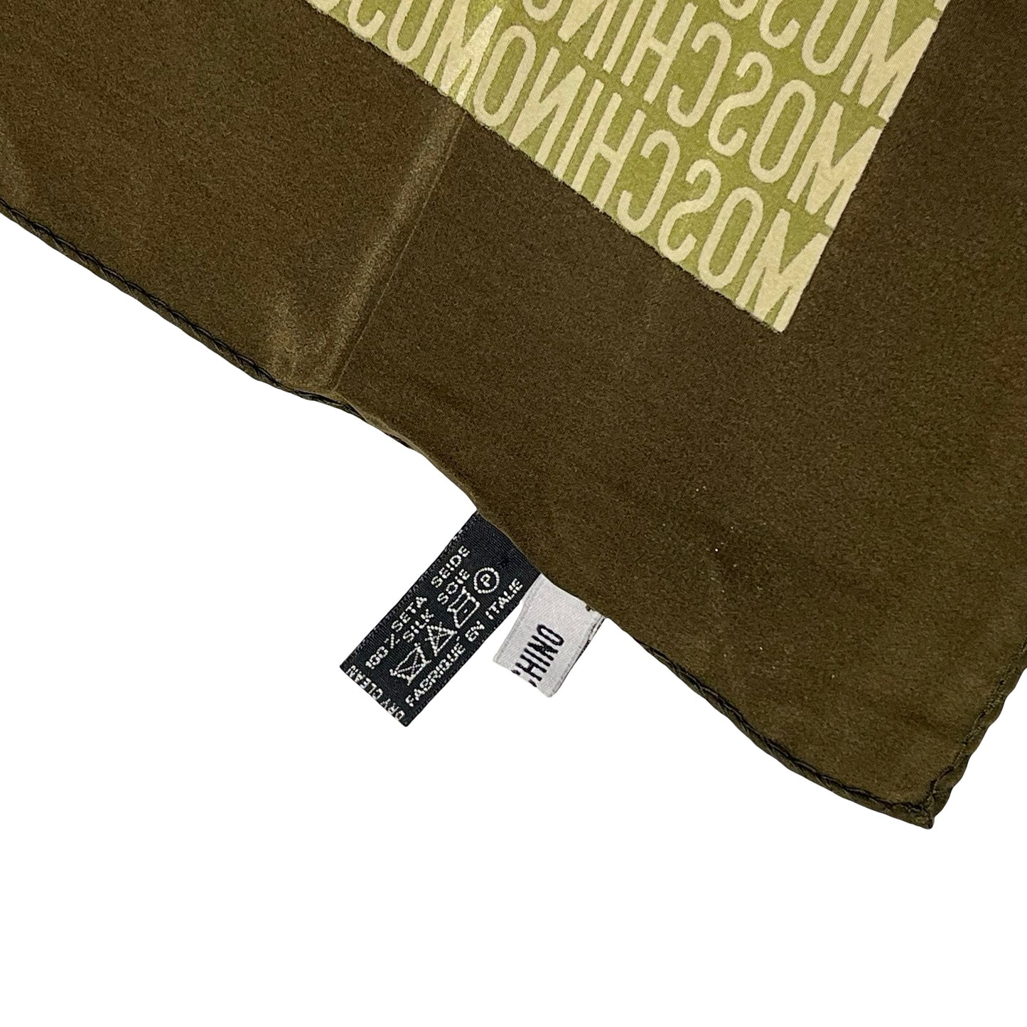 Used MOSCHINO Silk Monogram Square Scarf Green