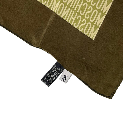 Used MOSCHINO Silk Monogram Square Scarf Green