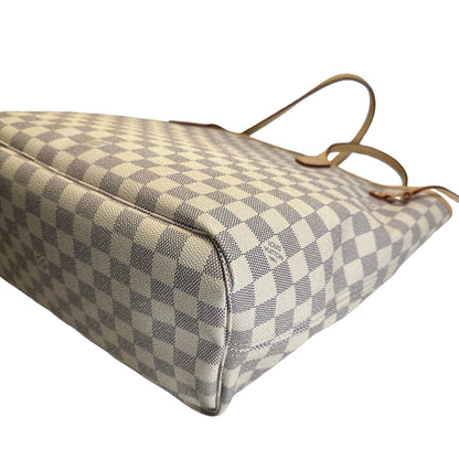 Brand New LOUIS VUITTON Damier Azur Neverfull Tote Bag White Blue