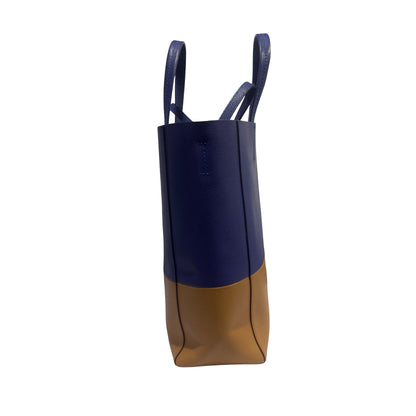 Used CELINE Bi-color Vertical Cabas Tote Bag Blue Brown