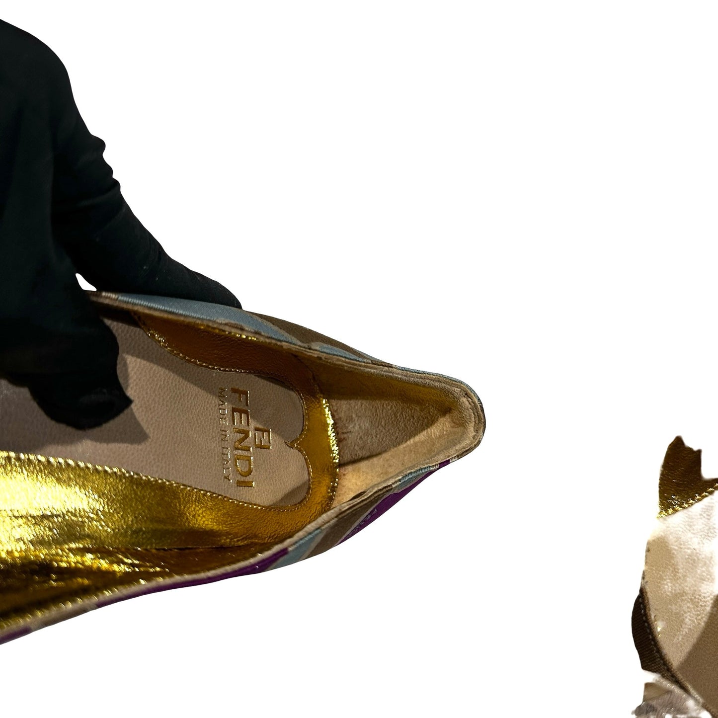 Used Fendi Heels Heels Gold Beige Purple Blue
