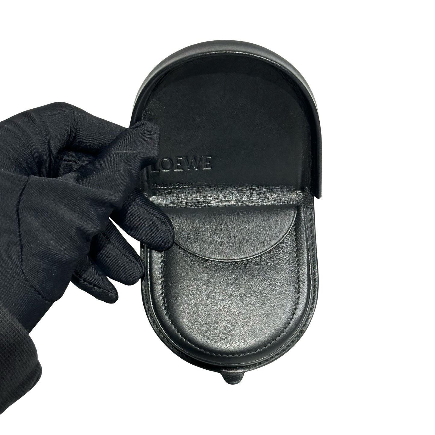 Used LOEWE Calfskin Leather Coin Purse Black