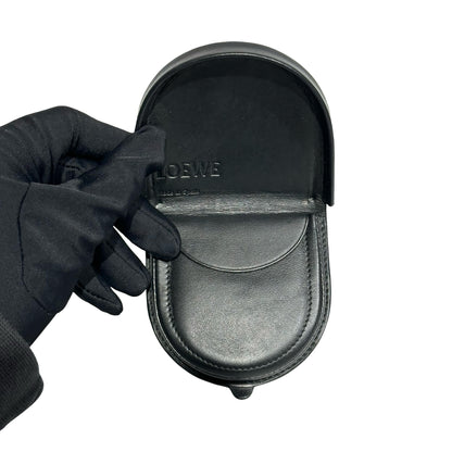 Used LOEWE Calfskin Leather Coin Purse Black