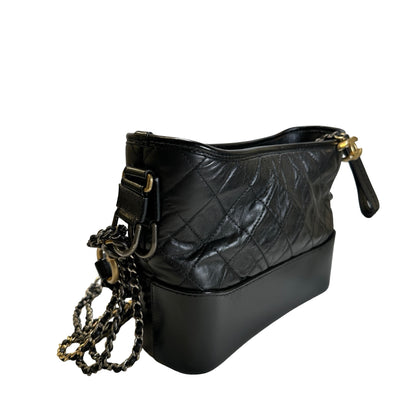 Used CHANEL Quilted Calfskin Gabrielle Hobo Shoulder Bag Black