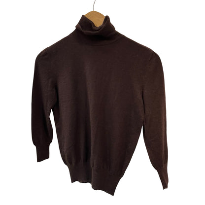 Used CÉLINE Cashmere Nylon Turtleneck Sweater Clothes Beige Brown